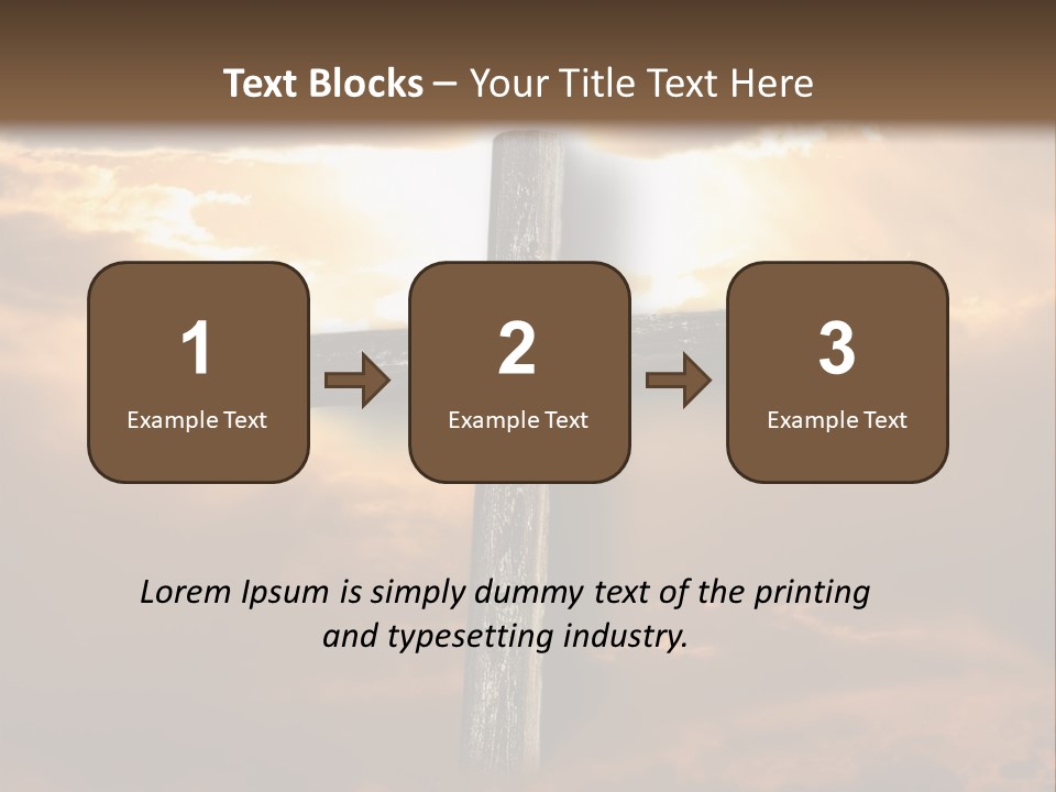 Rugged Cross Under A Ray Of Sunshine Through Clouds. PowerPoint Template