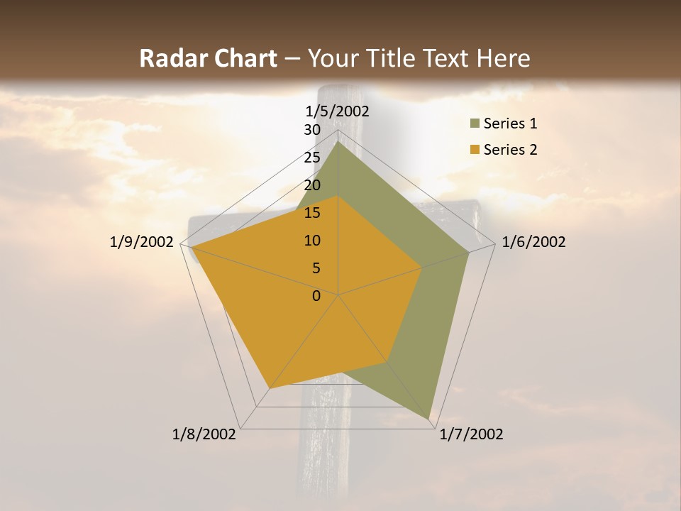 Rugged Cross Under A Ray Of Sunshine Through Clouds. PowerPoint Template