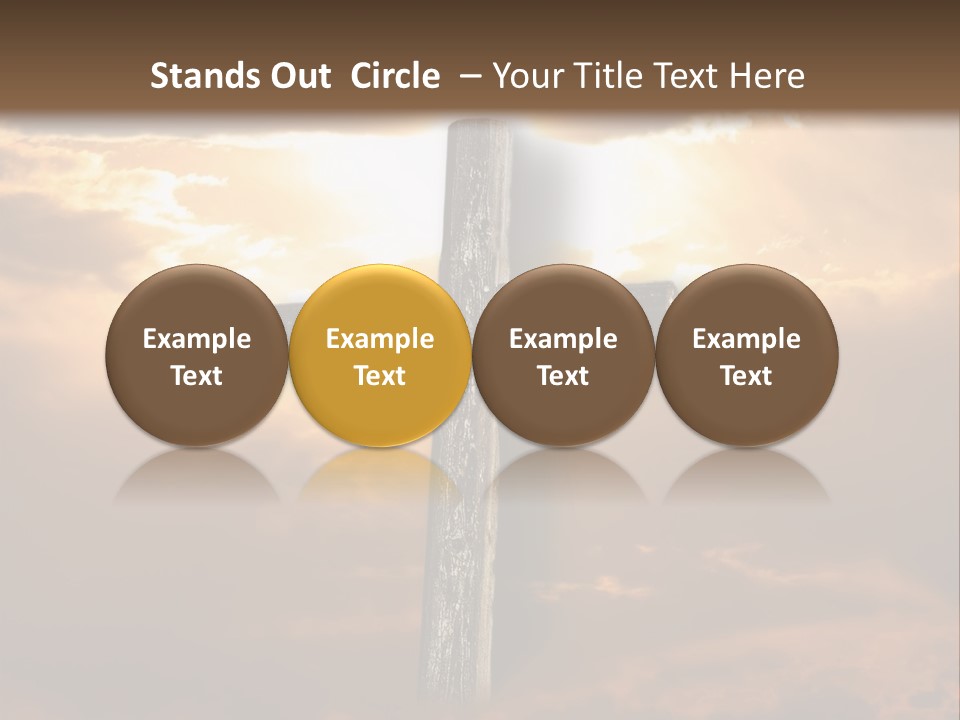 Rugged Cross Under A Ray Of Sunshine Through Clouds. PowerPoint Template