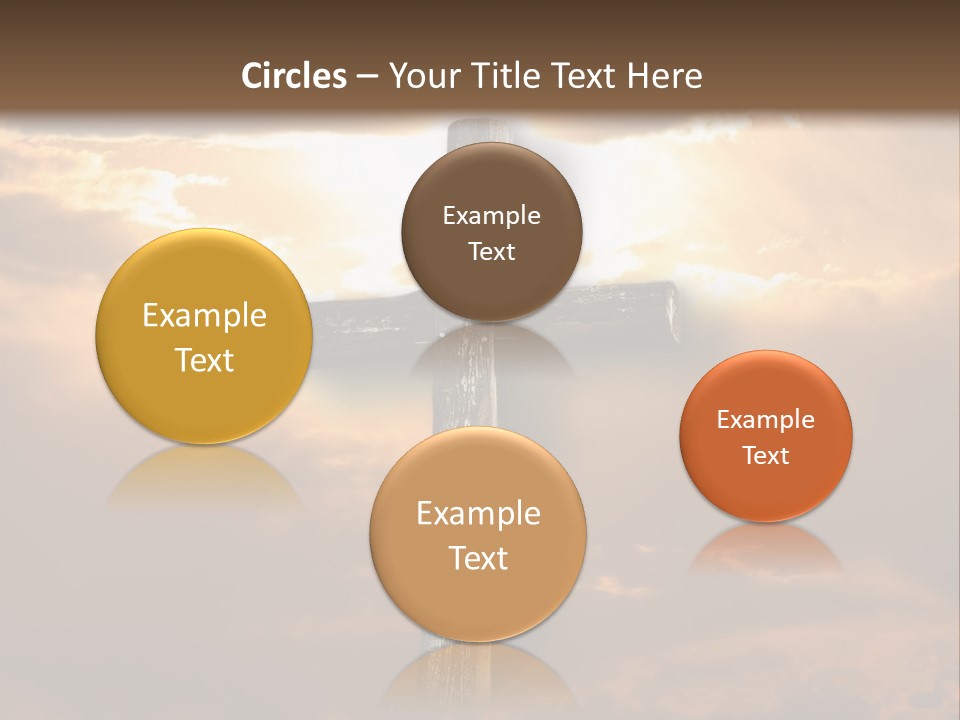 Rugged Cross Under A Ray Of Sunshine Through Clouds. PowerPoint Template