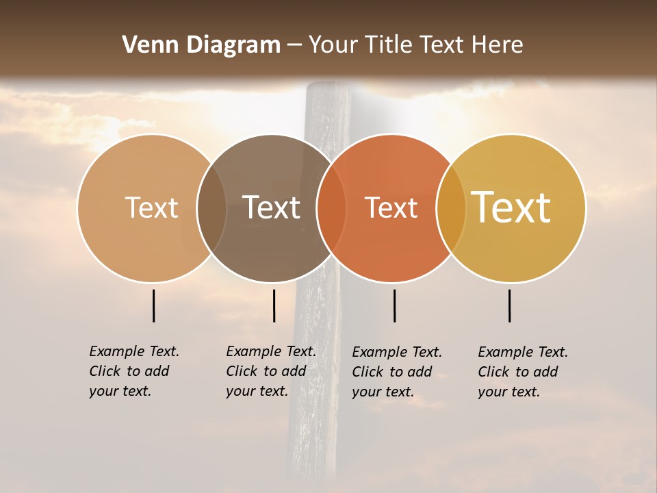 Rugged Cross Under A Ray Of Sunshine Through Clouds. PowerPoint Template