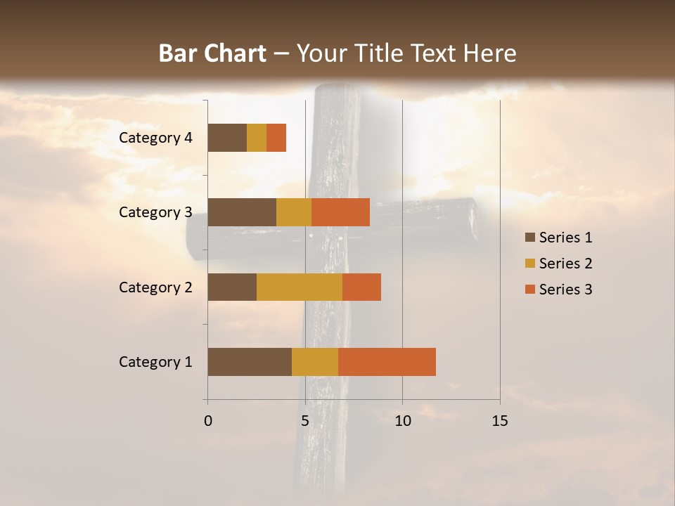 Rugged Cross Under A Ray Of Sunshine Through Clouds. PowerPoint Template