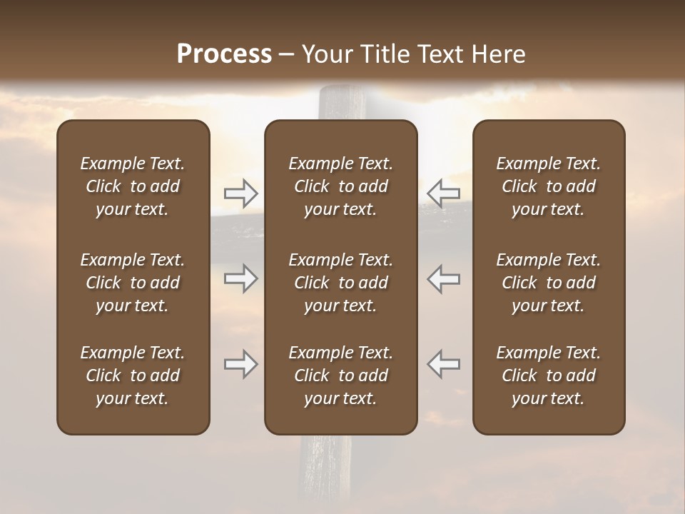 Rugged Cross Under A Ray Of Sunshine Through Clouds. PowerPoint Template