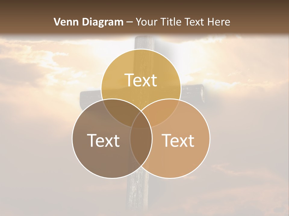 Rugged Cross Under A Ray Of Sunshine Through Clouds. PowerPoint Template