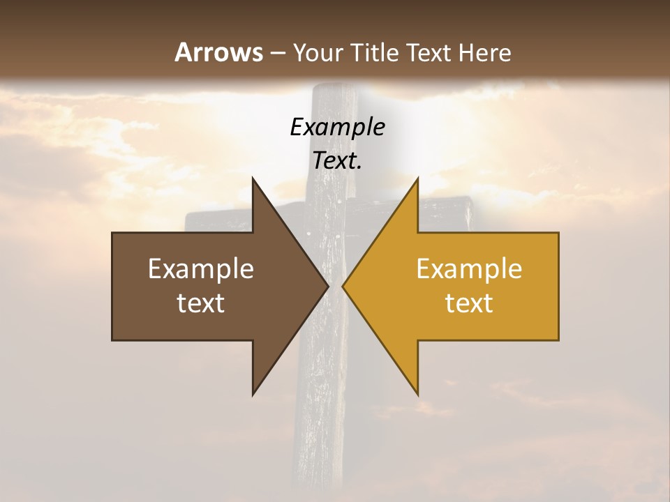 Rugged Cross Under A Ray Of Sunshine Through Clouds. PowerPoint Template