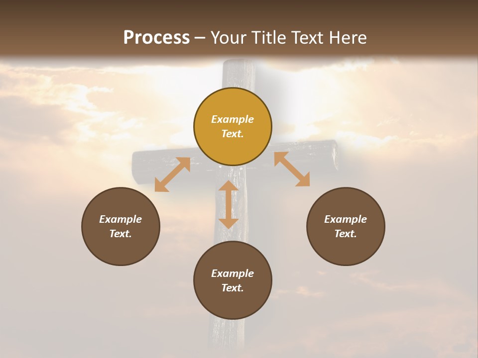 Rugged Cross Under A Ray Of Sunshine Through Clouds. PowerPoint Template