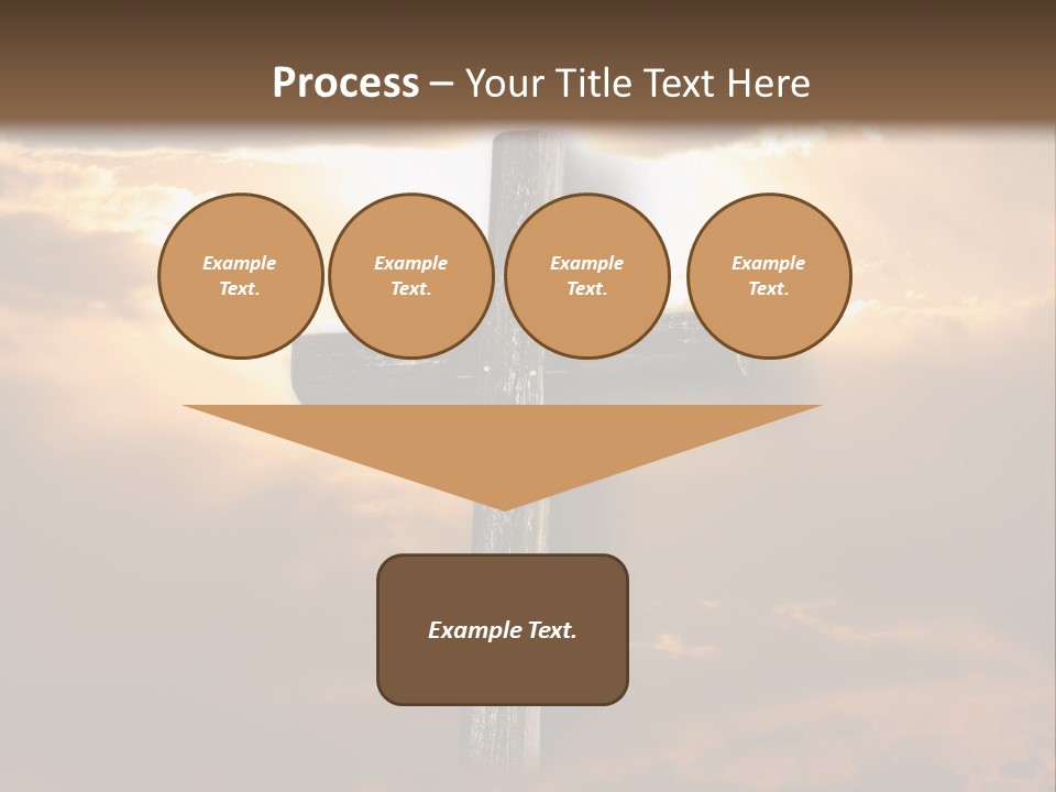 Rugged Cross Under A Ray Of Sunshine Through Clouds. PowerPoint Template