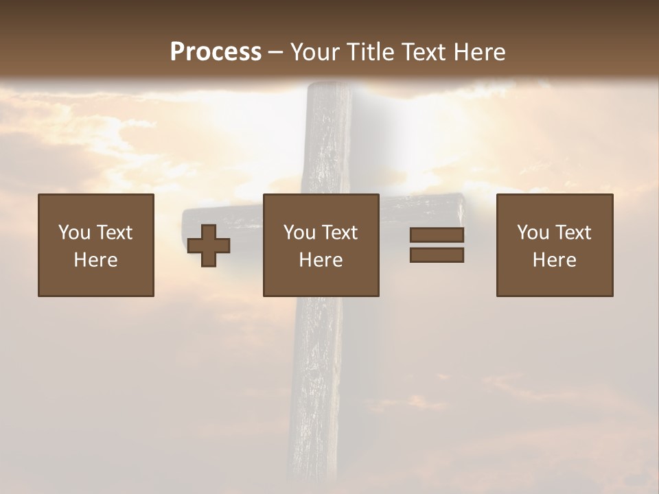 Rugged Cross Under A Ray Of Sunshine Through Clouds. PowerPoint Template