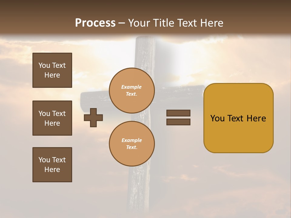 Rugged Cross Under A Ray Of Sunshine Through Clouds. PowerPoint Template