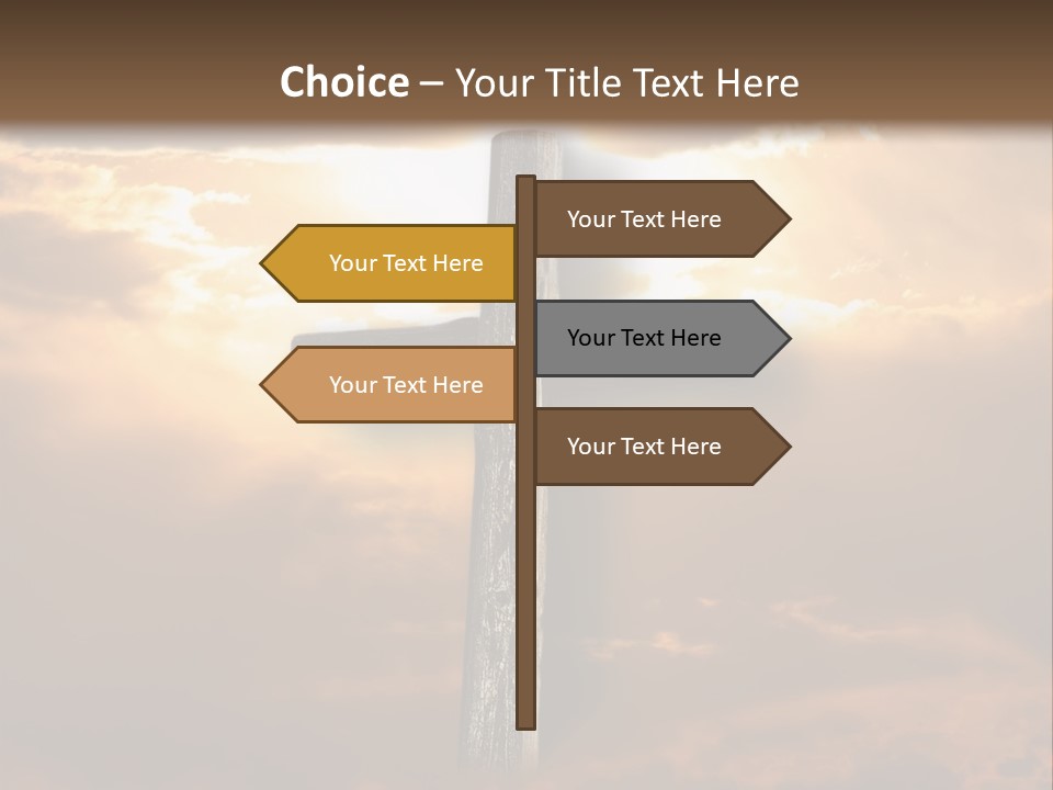 Rugged Cross Under A Ray Of Sunshine Through Clouds. PowerPoint Template