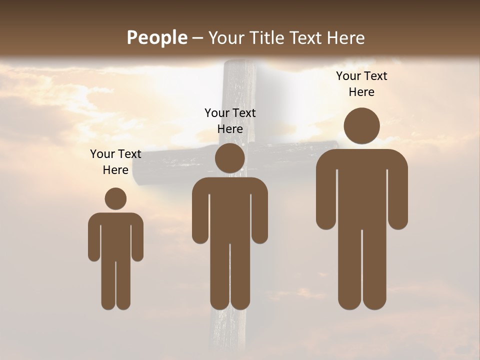 Rugged Cross Under A Ray Of Sunshine Through Clouds. PowerPoint Template