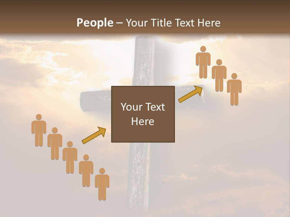 Rugged Cross Under A Ray Of Sunshine Through Clouds. PowerPoint Template