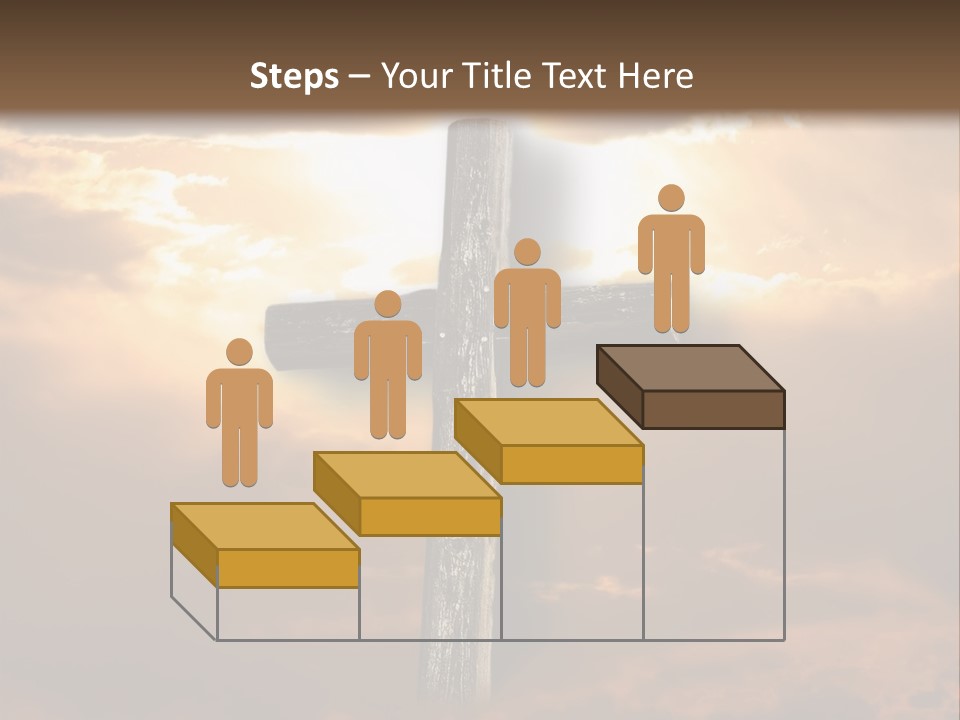 Rugged Cross Under A Ray Of Sunshine Through Clouds. PowerPoint Template
