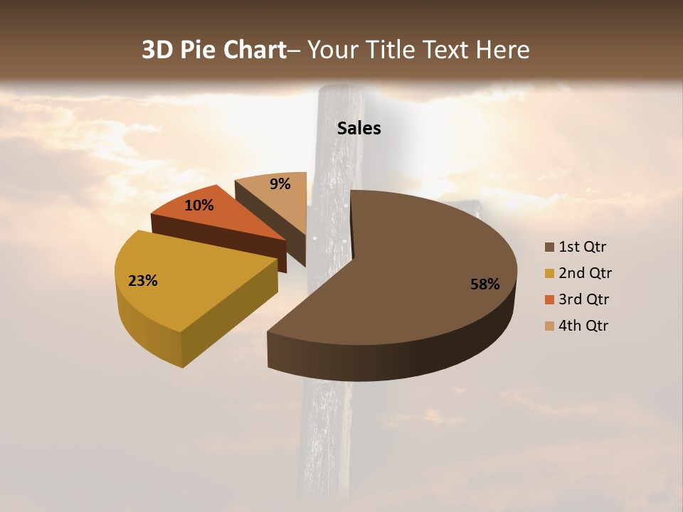 Rugged Cross Under A Ray Of Sunshine Through Clouds. PowerPoint Template