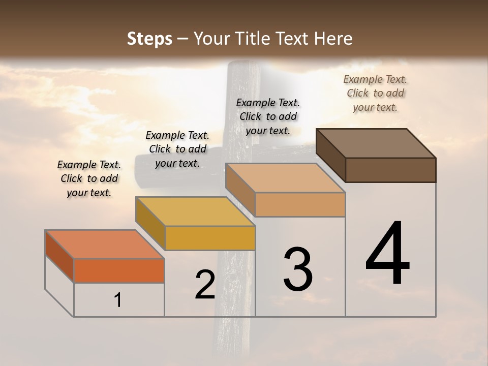 Rugged Cross Under A Ray Of Sunshine Through Clouds. PowerPoint Template
