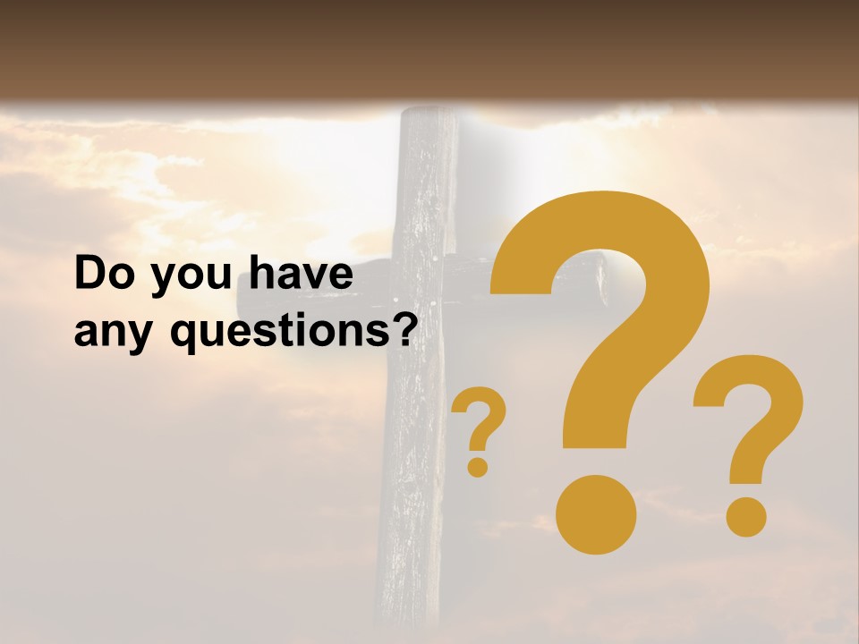 Rugged Cross Under A Ray Of Sunshine Through Clouds. PowerPoint Template