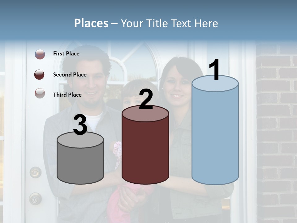 Family At The Front Door Of Their New Home PowerPoint Template