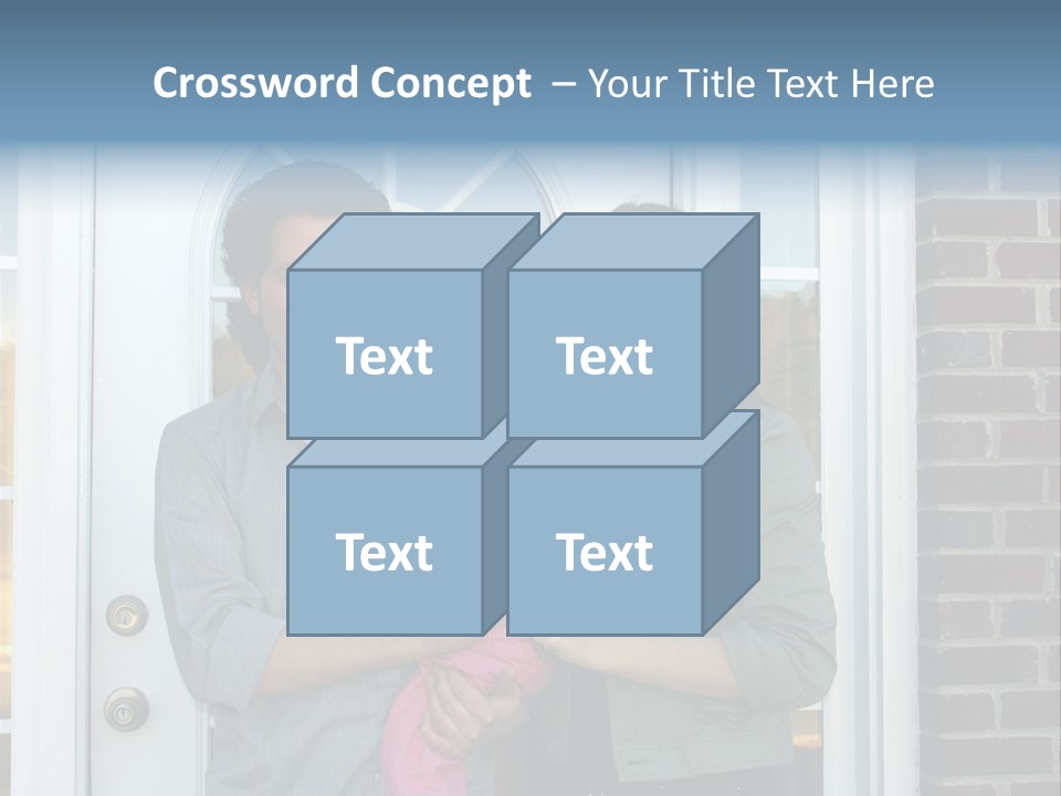 Family At The Front Door Of Their New Home PowerPoint Template