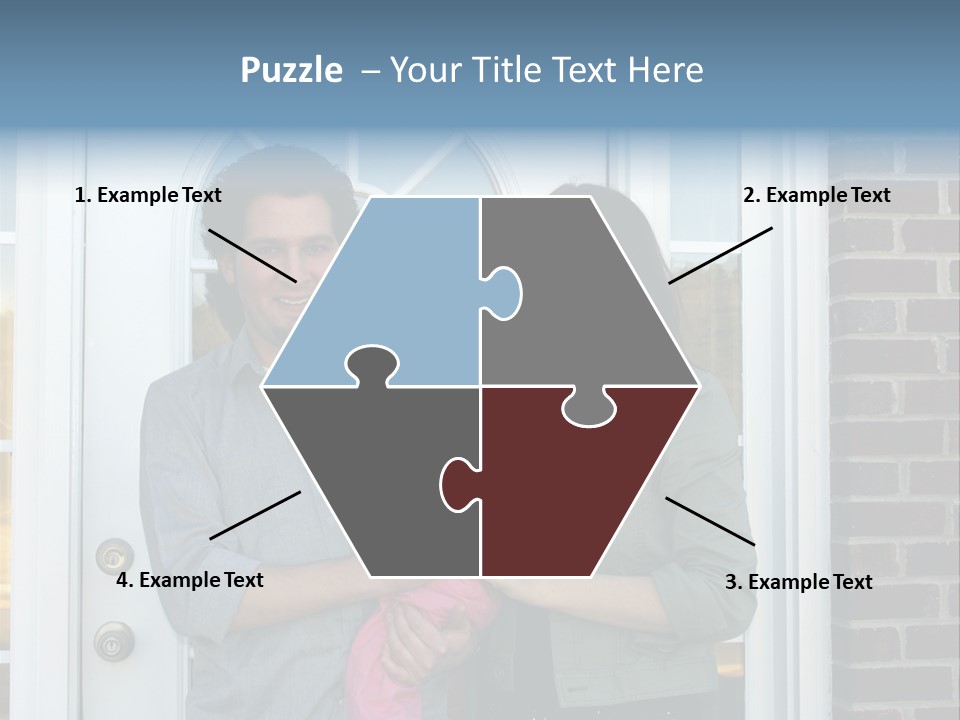 Family At The Front Door Of Their New Home PowerPoint Template