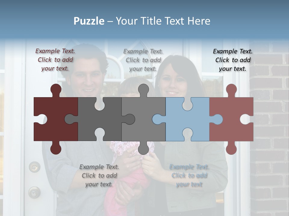 Family At The Front Door Of Their New Home PowerPoint Template