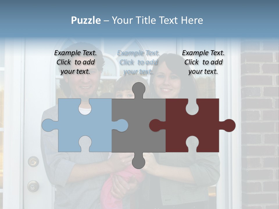 Family At The Front Door Of Their New Home PowerPoint Template