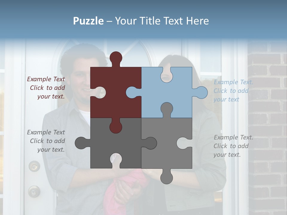 Family At The Front Door Of Their New Home PowerPoint Template