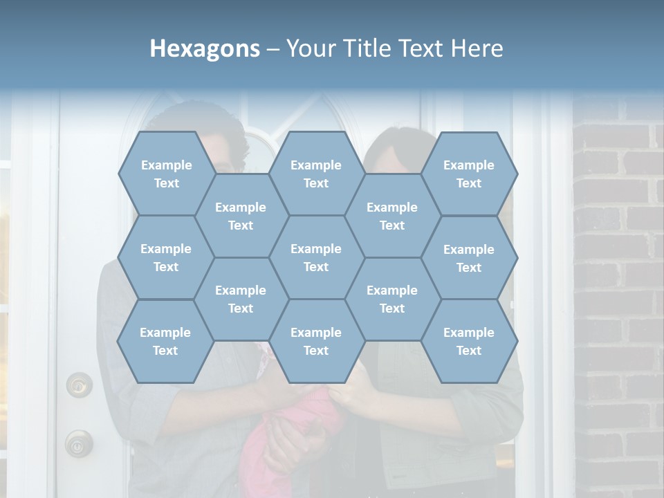 Family At The Front Door Of Their New Home PowerPoint Template