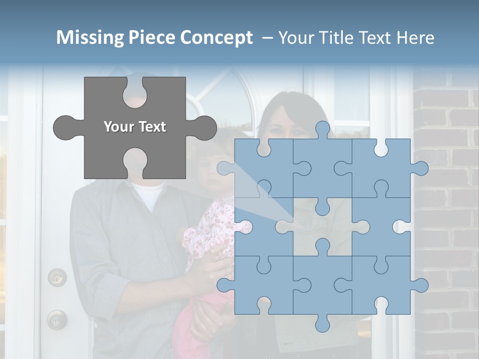 Family At The Front Door Of Their New Home PowerPoint Template