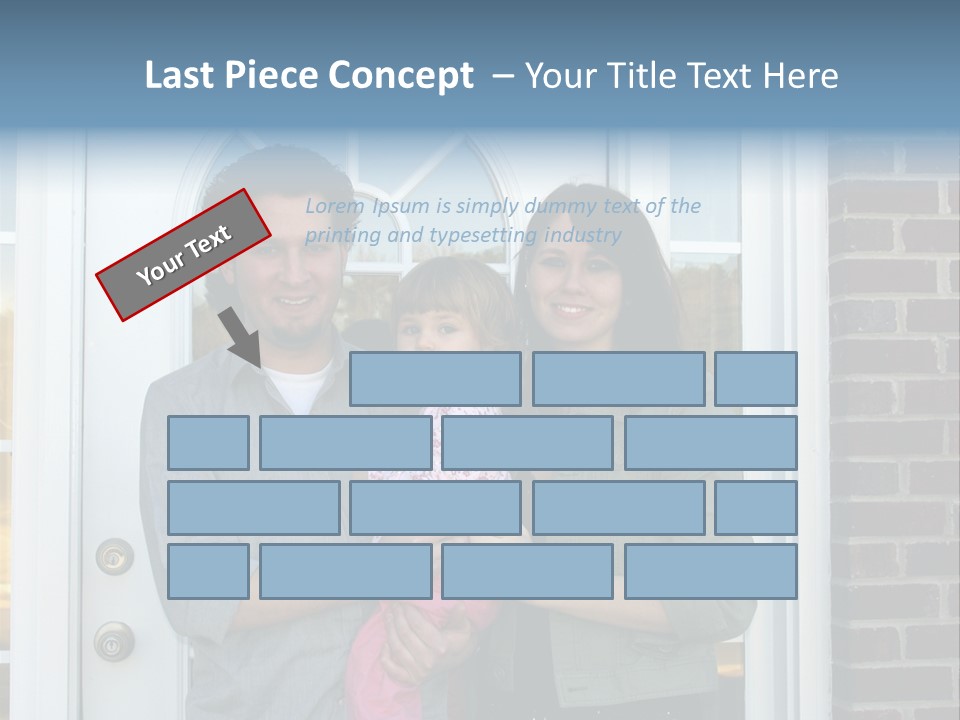 Family At The Front Door Of Their New Home PowerPoint Template