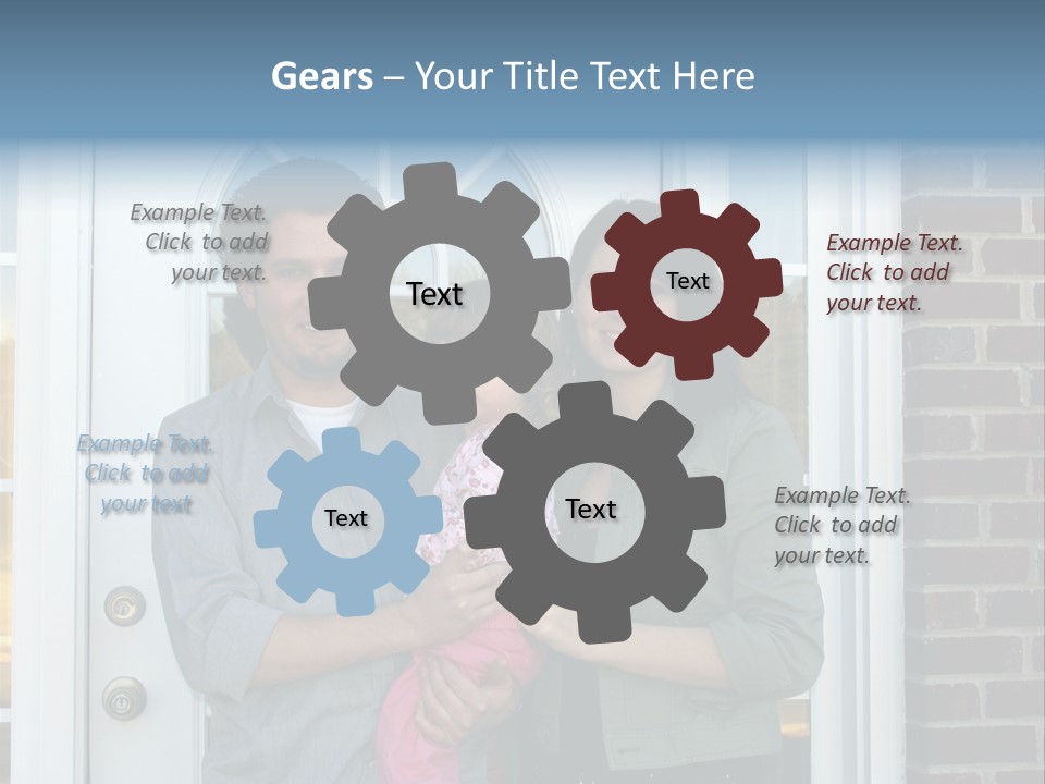 Family At The Front Door Of Their New Home PowerPoint Template