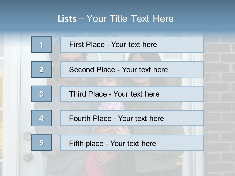 Family At The Front Door Of Their New Home PowerPoint Template