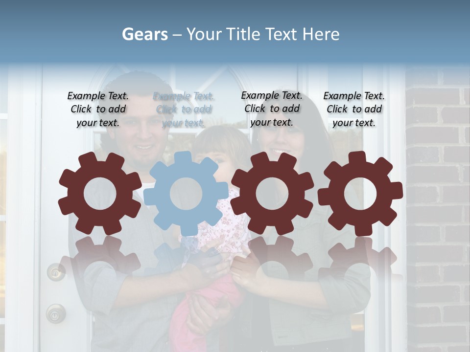 Family At The Front Door Of Their New Home PowerPoint Template