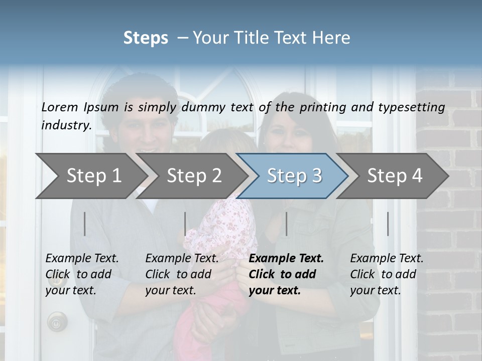 Family At The Front Door Of Their New Home PowerPoint Template