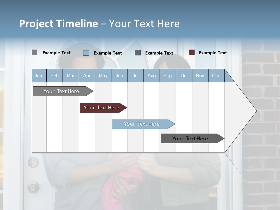Family At The Front Door Of Their New Home PowerPoint Template