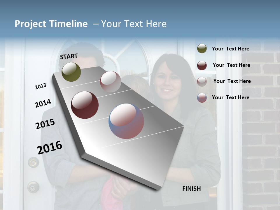 Family At The Front Door Of Their New Home PowerPoint Template