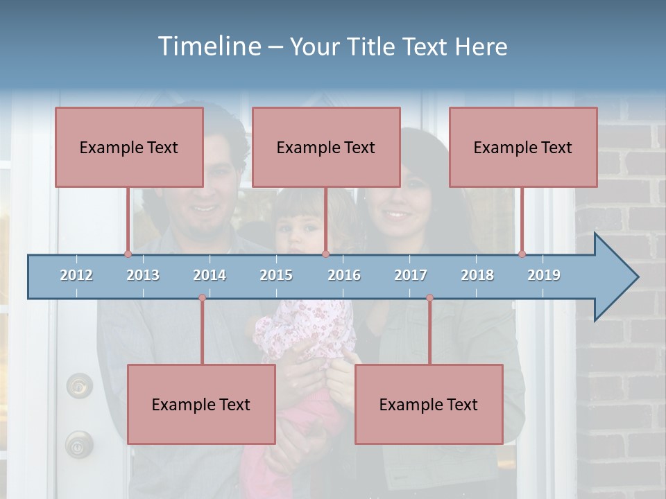Family At The Front Door Of Their New Home PowerPoint Template