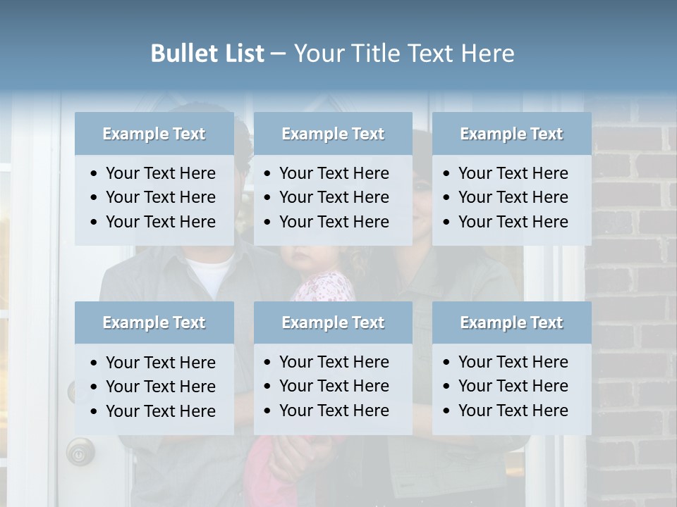 Family At The Front Door Of Their New Home PowerPoint Template