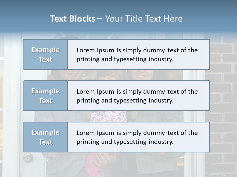 Family At The Front Door Of Their New Home PowerPoint Template