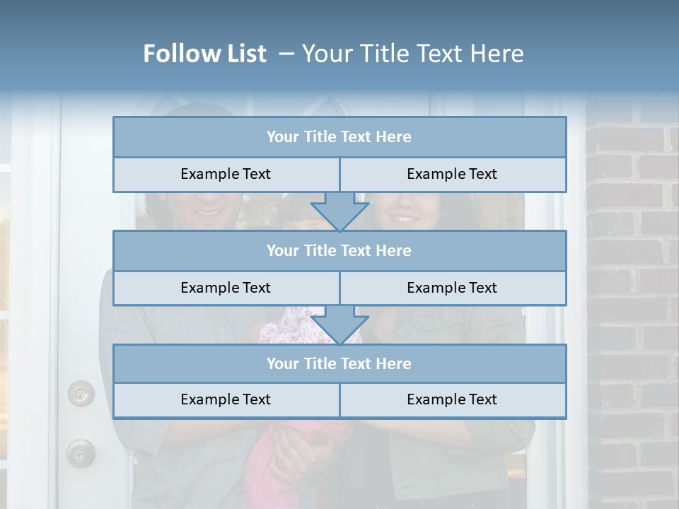 Family At The Front Door Of Their New Home PowerPoint Template