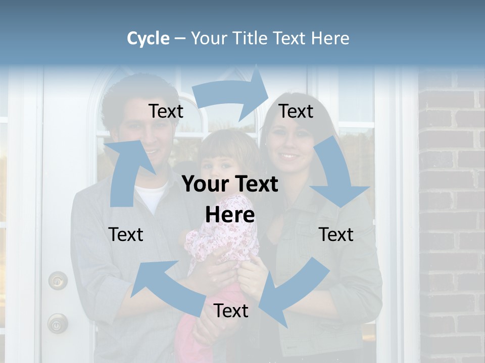 Family At The Front Door Of Their New Home PowerPoint Template