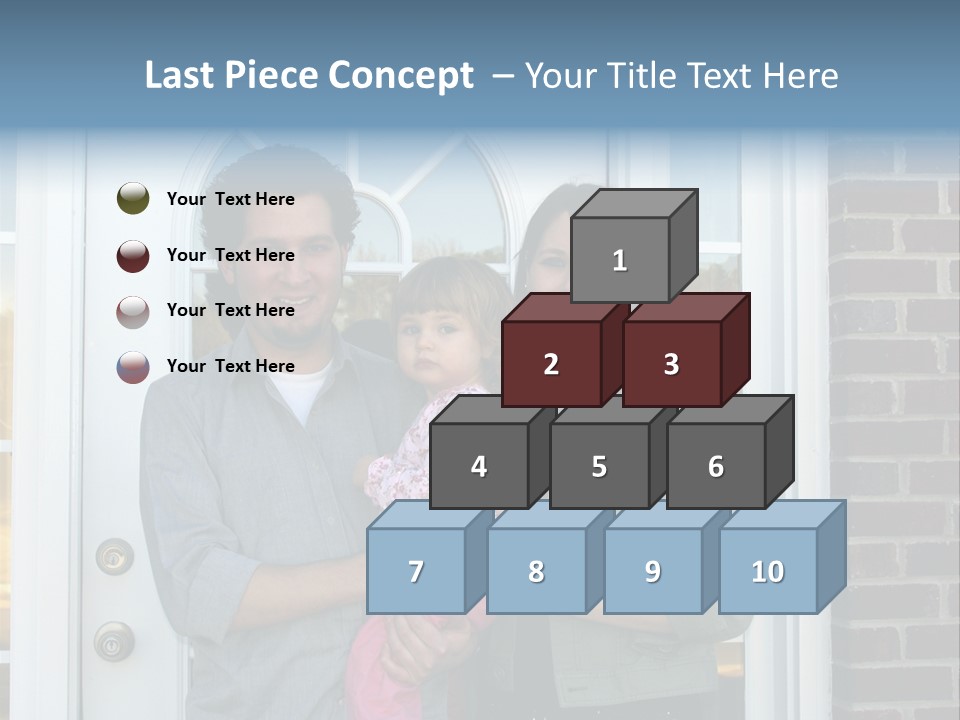 Family At The Front Door Of Their New Home PowerPoint Template