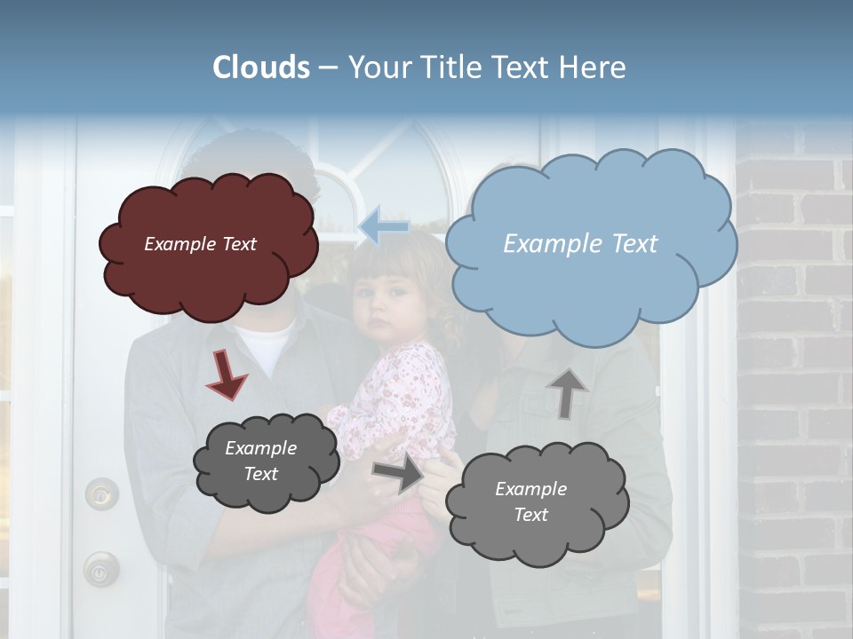 Family At The Front Door Of Their New Home PowerPoint Template