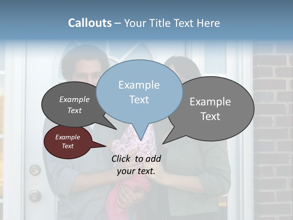 Family At The Front Door Of Their New Home PowerPoint Template