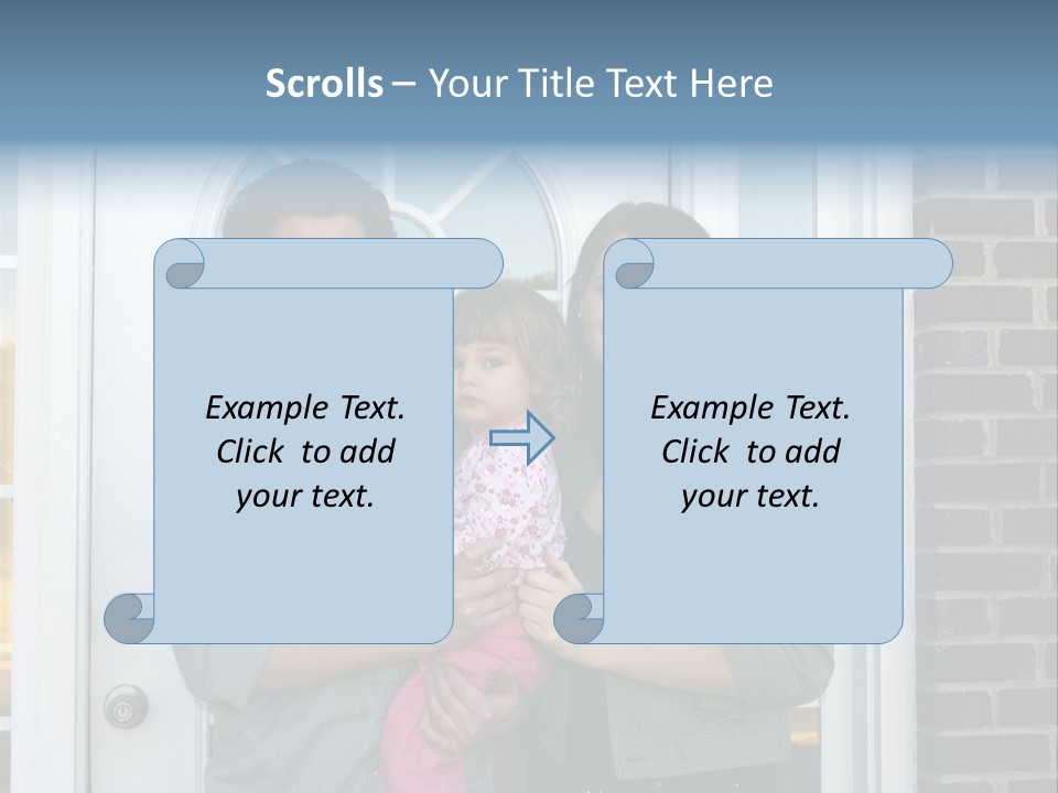 Family At The Front Door Of Their New Home PowerPoint Template