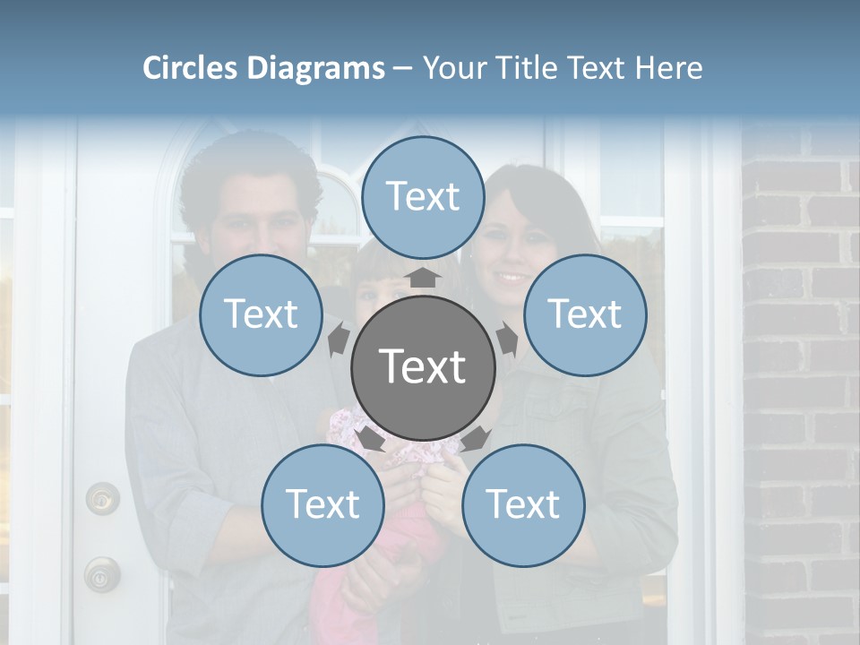 Family At The Front Door Of Their New Home PowerPoint Template