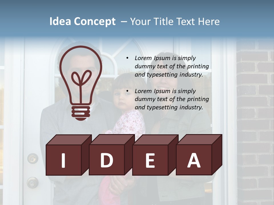 Family At The Front Door Of Their New Home PowerPoint Template