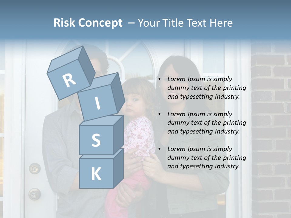 Family At The Front Door Of Their New Home PowerPoint Template