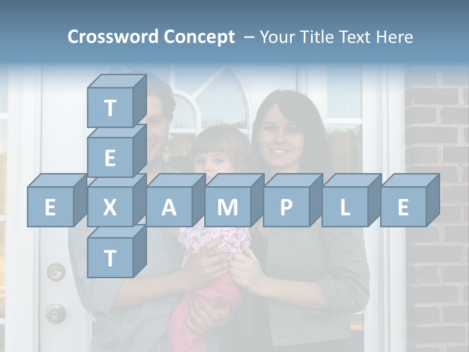 Family At The Front Door Of Their New Home PowerPoint Template