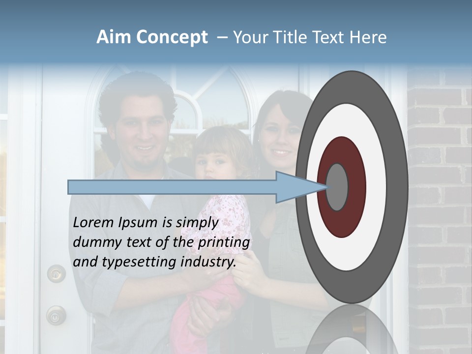 Family At The Front Door Of Their New Home PowerPoint Template