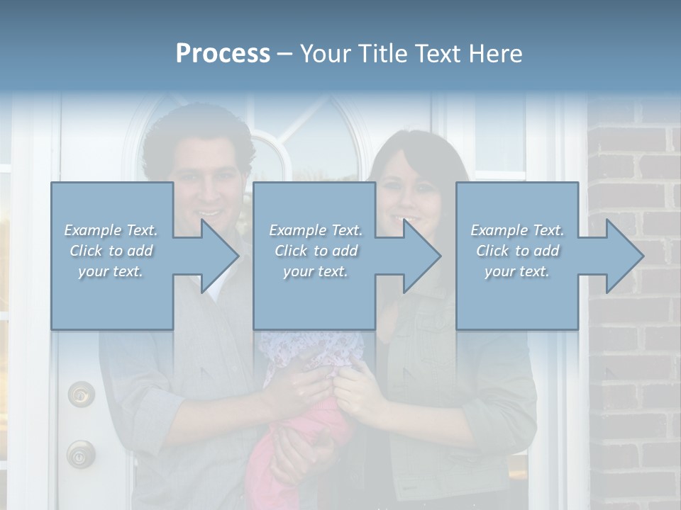 Family At The Front Door Of Their New Home PowerPoint Template